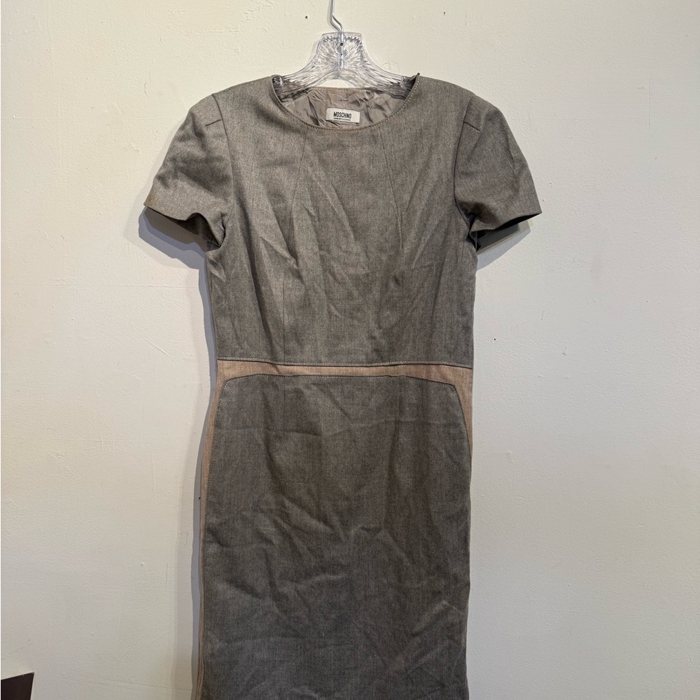 Moschino Gray and Tan Midi Dress